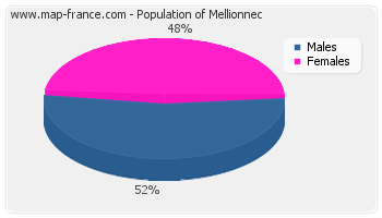 Sex distribution of population of Mellionnec in 2007