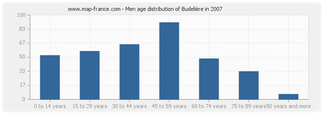 Men age distribution of Budelière in 2007