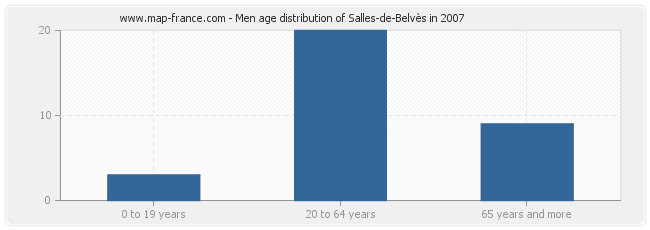 Men age distribution of Salles-de-Belvès in 2007