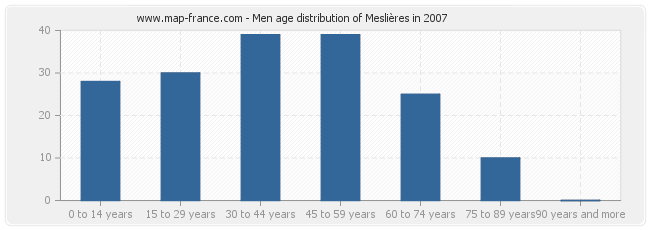 Men age distribution of Meslières in 2007