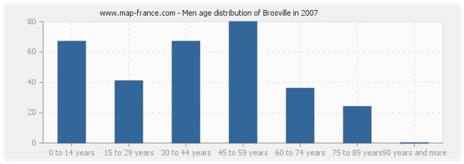 Men age distribution of Brosville in 2007