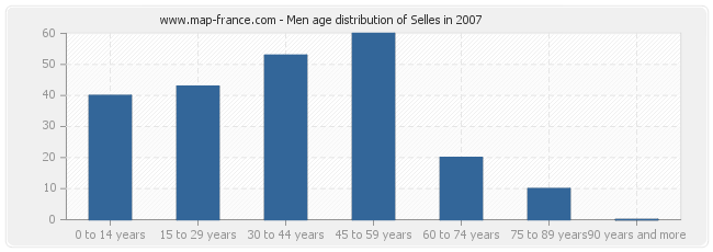 Men age distribution of Selles in 2007