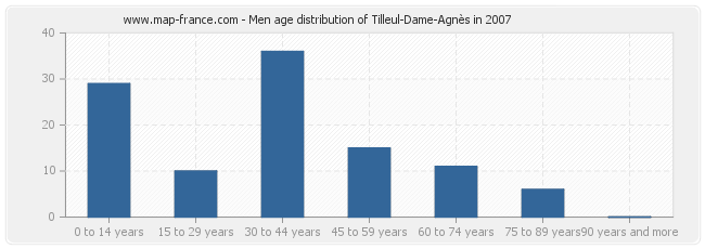 Men age distribution of Tilleul-Dame-Agnès in 2007