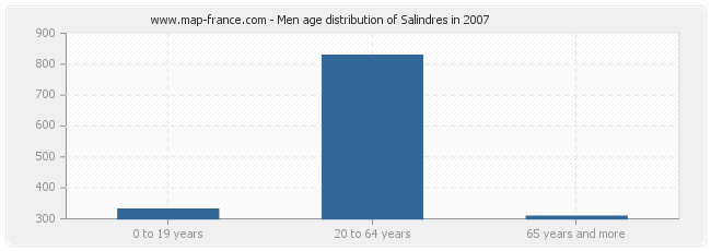 Men age distribution of Salindres in 2007