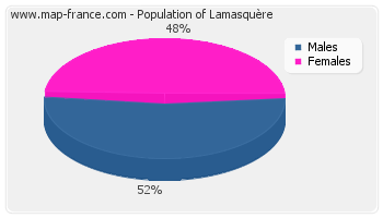 Sex distribution of population of Lamasquère in 2007