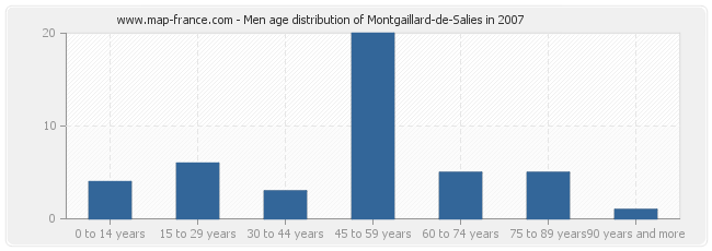 Men age distribution of Montgaillard-de-Salies in 2007