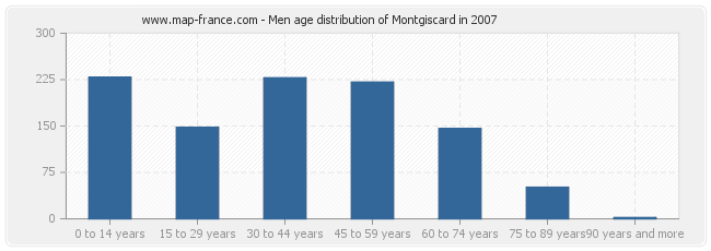 Men age distribution of Montgiscard in 2007
