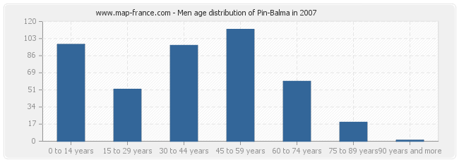 Men age distribution of Pin-Balma in 2007