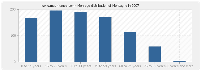 Men age distribution of Montagne in 2007