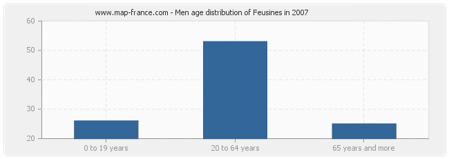 Men age distribution of Feusines in 2007