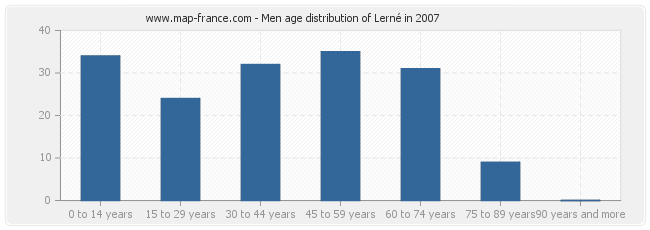 Men age distribution of Lerné in 2007