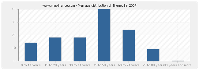 Men age distribution of Theneuil in 2007