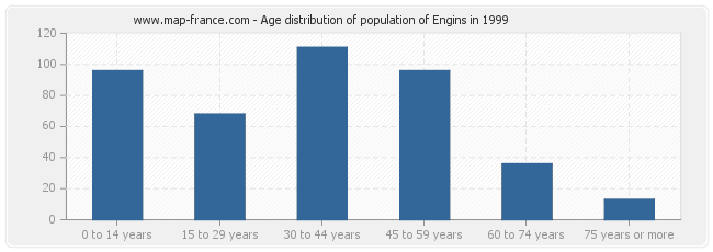 Age distribution of population of Engins in 1999