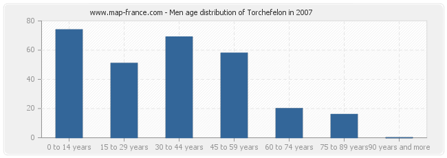 Men age distribution of Torchefelon in 2007