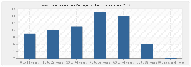 Men age distribution of Peintre in 2007