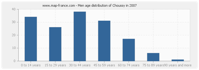 Men age distribution of Choussy in 2007