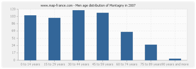 Men age distribution of Montagny in 2007
