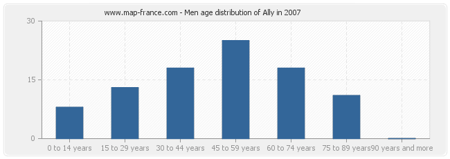 Men age distribution of Ally in 2007