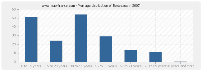 Men age distribution of Boisseaux in 2007