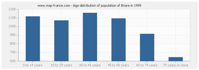 Age distribution of population of Briare in 1999