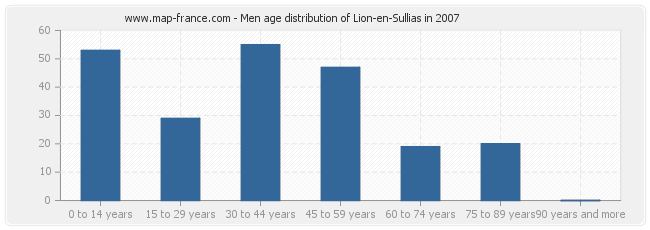 Men age distribution of Lion-en-Sullias in 2007