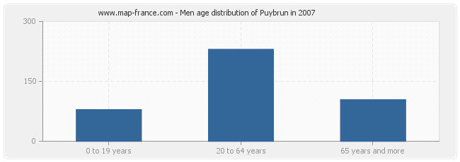 Men age distribution of Puybrun in 2007