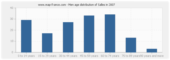 Men age distribution of Salles in 2007