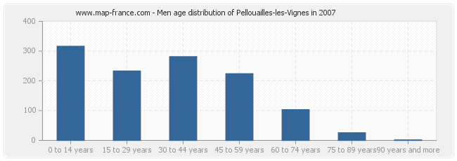 Men age distribution of Pellouailles-les-Vignes in 2007