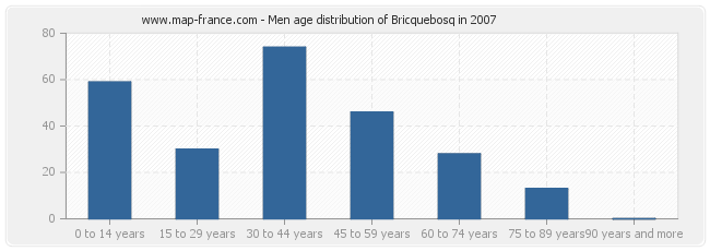 Men age distribution of Bricquebosq in 2007