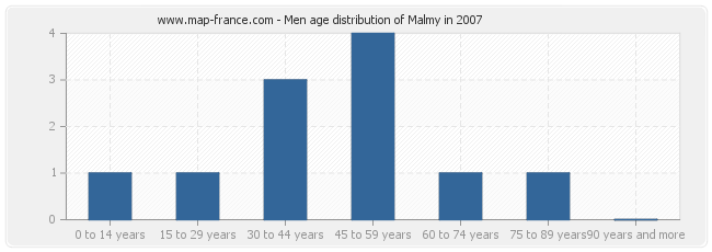 Men age distribution of Malmy in 2007
