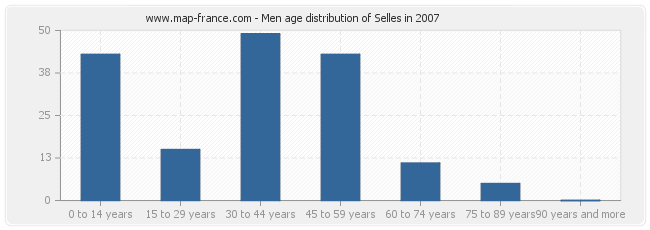 Men age distribution of Selles in 2007