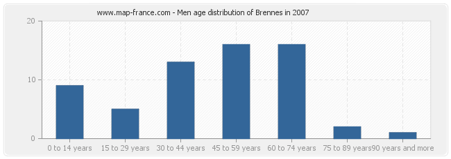 Men age distribution of Brennes in 2007