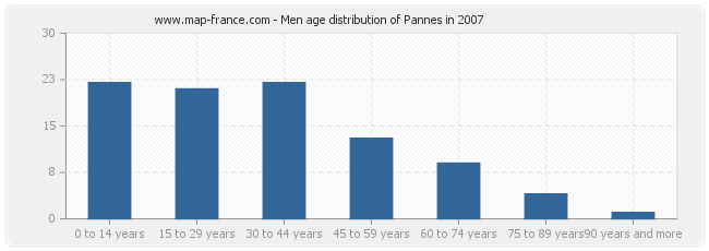 Men age distribution of Pannes in 2007