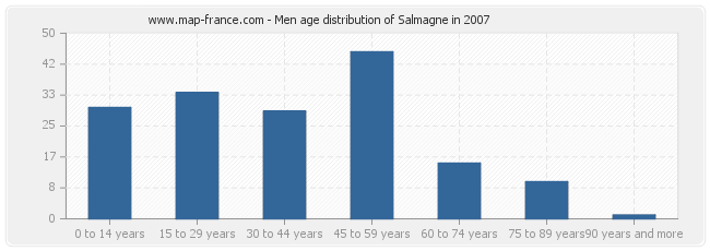 Men age distribution of Salmagne in 2007