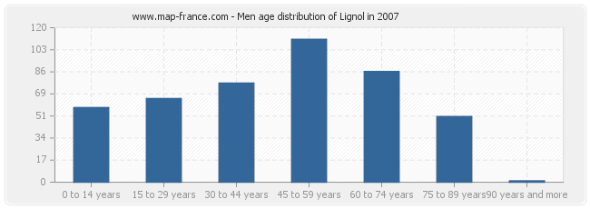 Men age distribution of Lignol in 2007