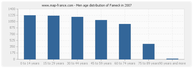 Men age distribution of Fameck in 2007