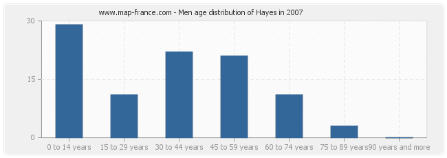 Men age distribution of Hayes in 2007