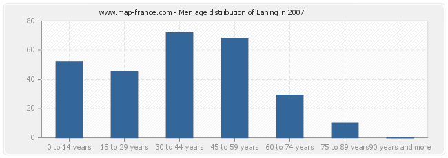 Men age distribution of Laning in 2007