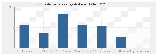 Men age distribution of Viller in 2007