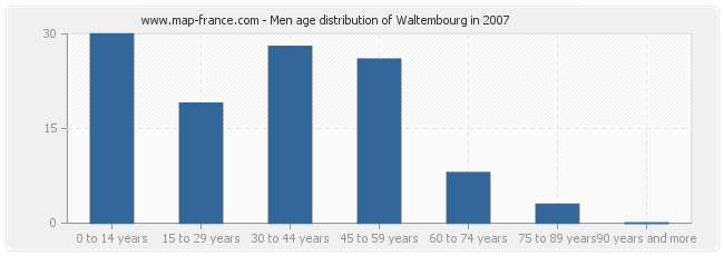 Men age distribution of Waltembourg in 2007