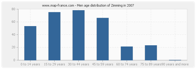 Men age distribution of Zimming in 2007