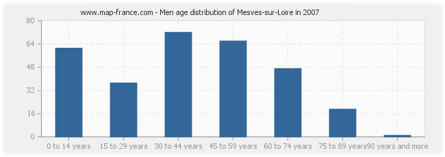 Men age distribution of Mesves-sur-Loire in 2007