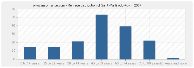 Men age distribution of Saint-Martin-du-Puy in 2007