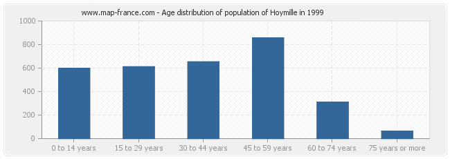 Age distribution of population of Hoymille in 1999