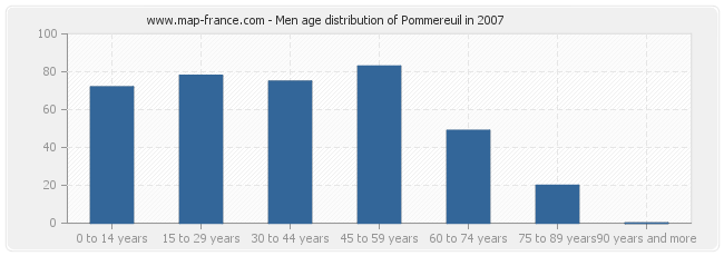 Men age distribution of Pommereuil in 2007