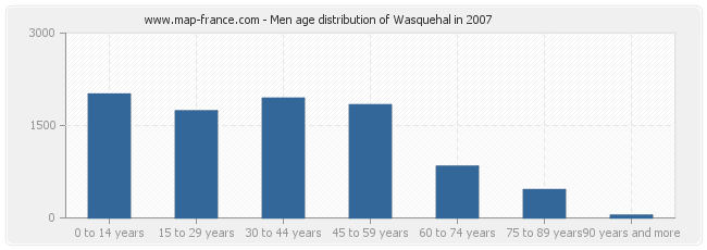 Men age distribution of Wasquehal in 2007