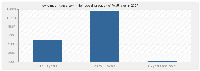 Men age distribution of Wattrelos in 2007