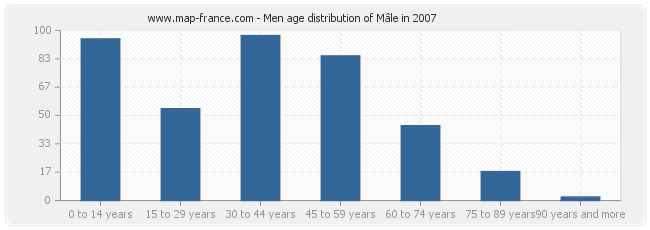 Men age distribution of Mâle in 2007
