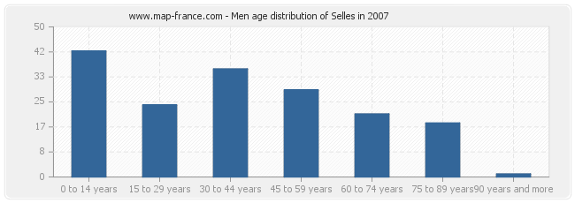 Men age distribution of Selles in 2007