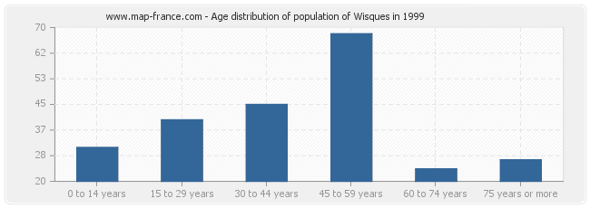 Age distribution of population of Wisques in 1999